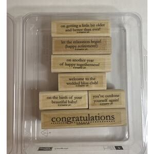 Stampin Up Congrats Wood Stamp Set of 7 Congratulations Happy Postitive Thoughts